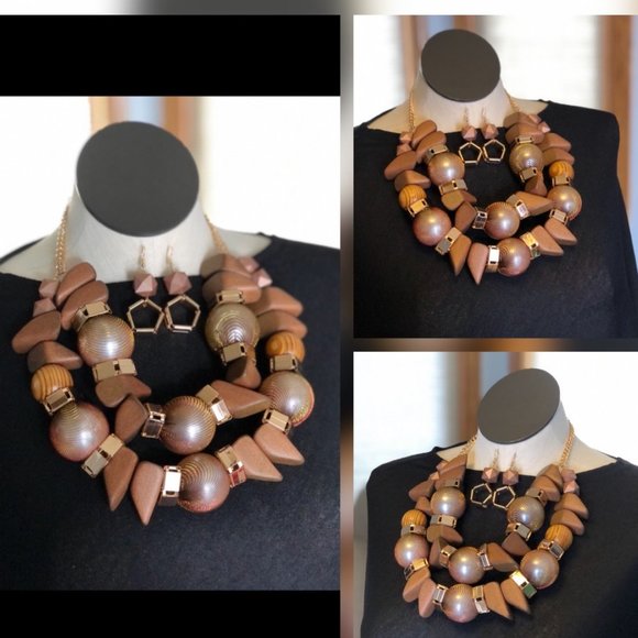 Jewelry - Wooden Necklace with Earrings